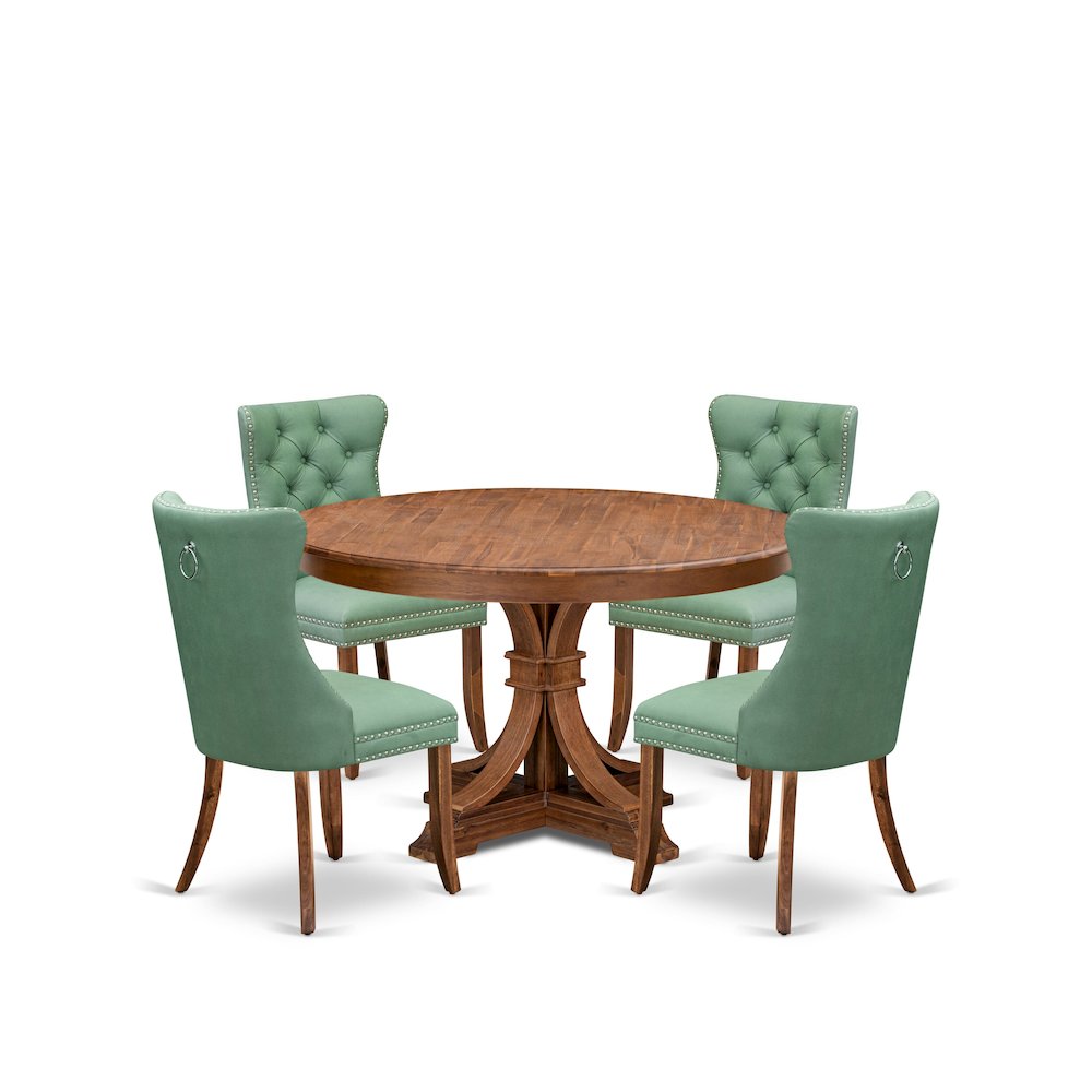 5-Pc Kitchen Table Set Consist A Kitchen Table And 4 Willow Green Parsons Chairs