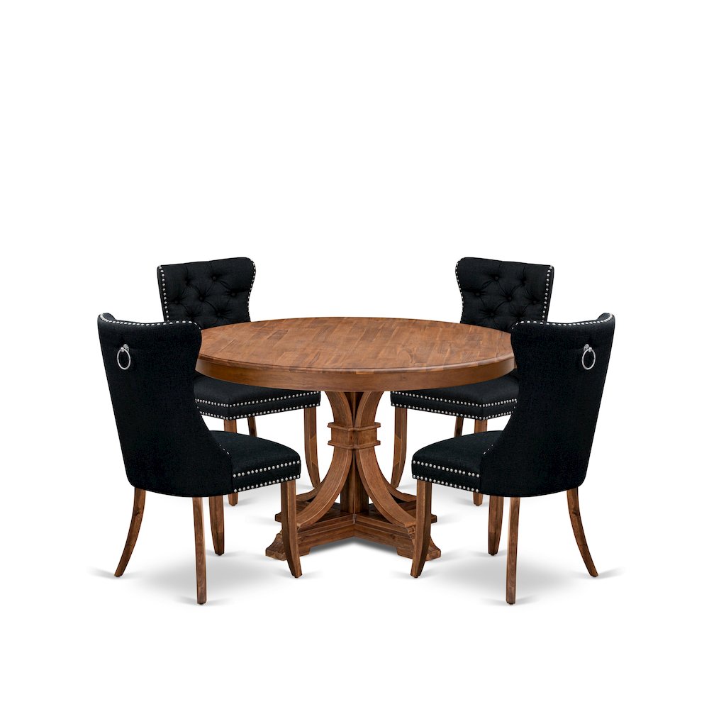 5-Piece Modern Dining Table Set In Black Color