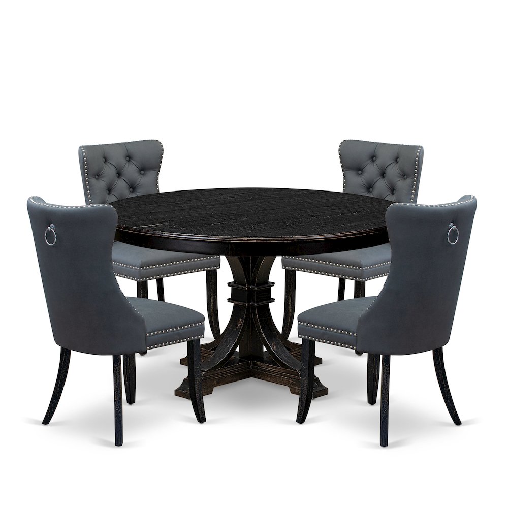 5-Piece Dining Room Set In Platinum Gray Color