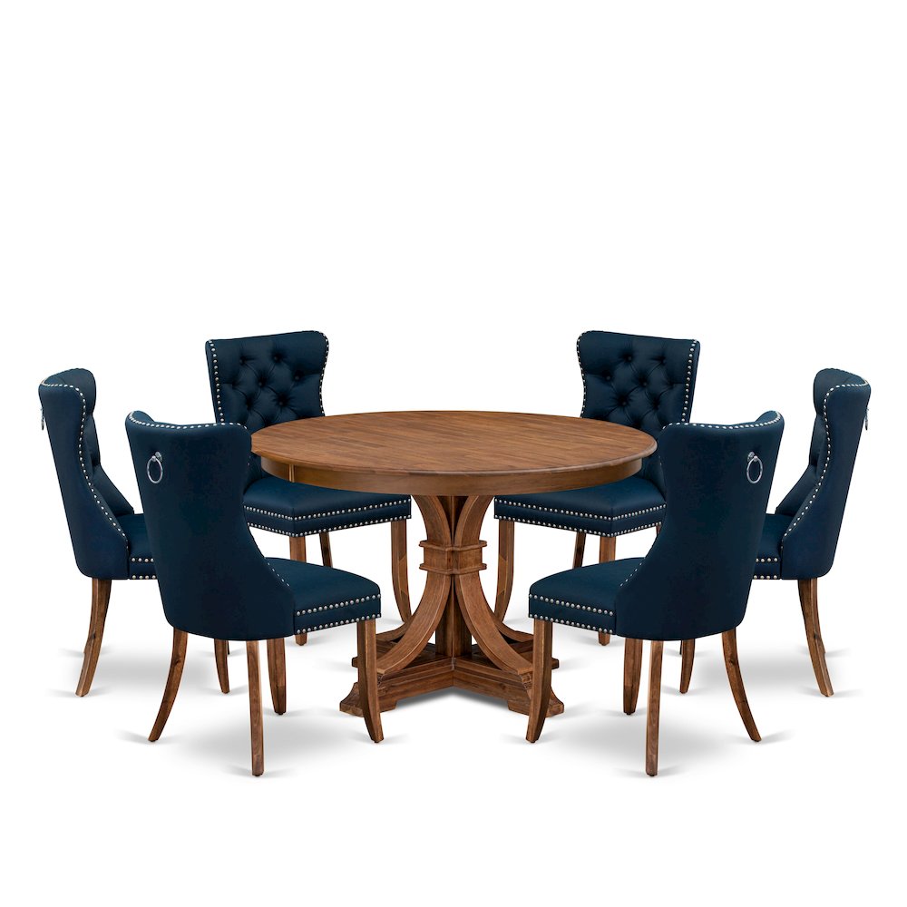 7-Piece Kitchen Table Set In Navy Blue Color