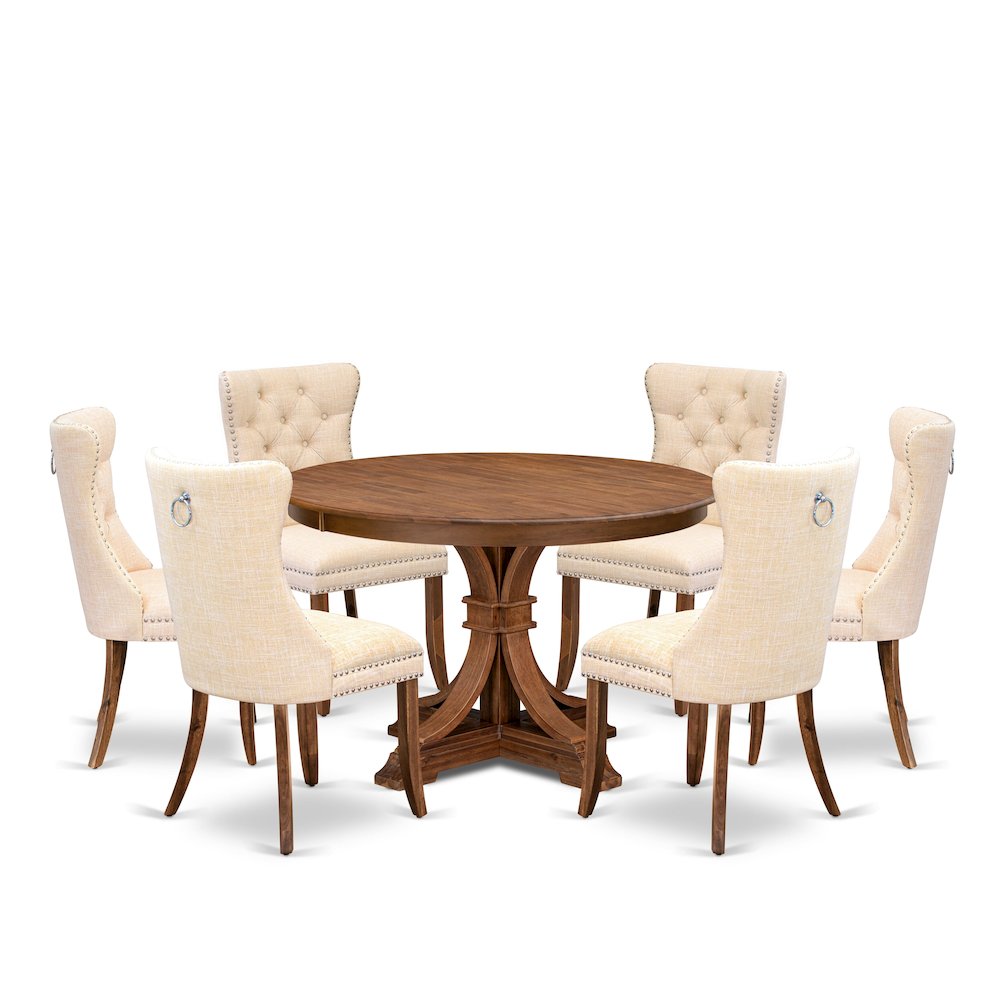 7-Piece Dining Set In Light Beige Color