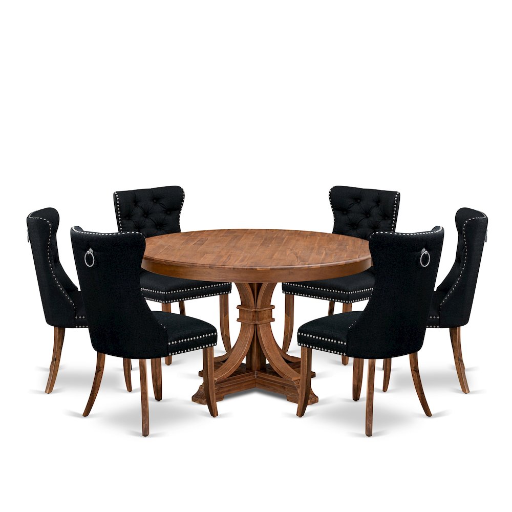7-Piece Kitchen Table Set In Black Color