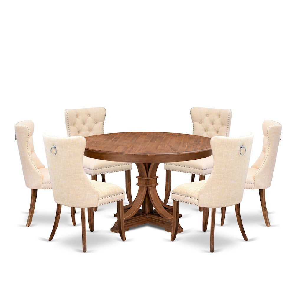 7-Piece Kitchen Table Set In Light Beige Color