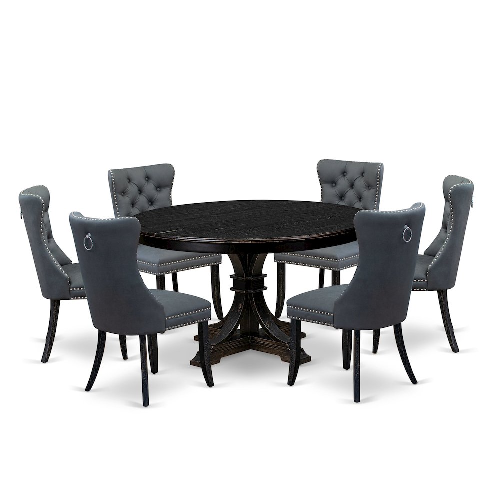 7-Piece Kitchen Table Set In Platinum Gray Color