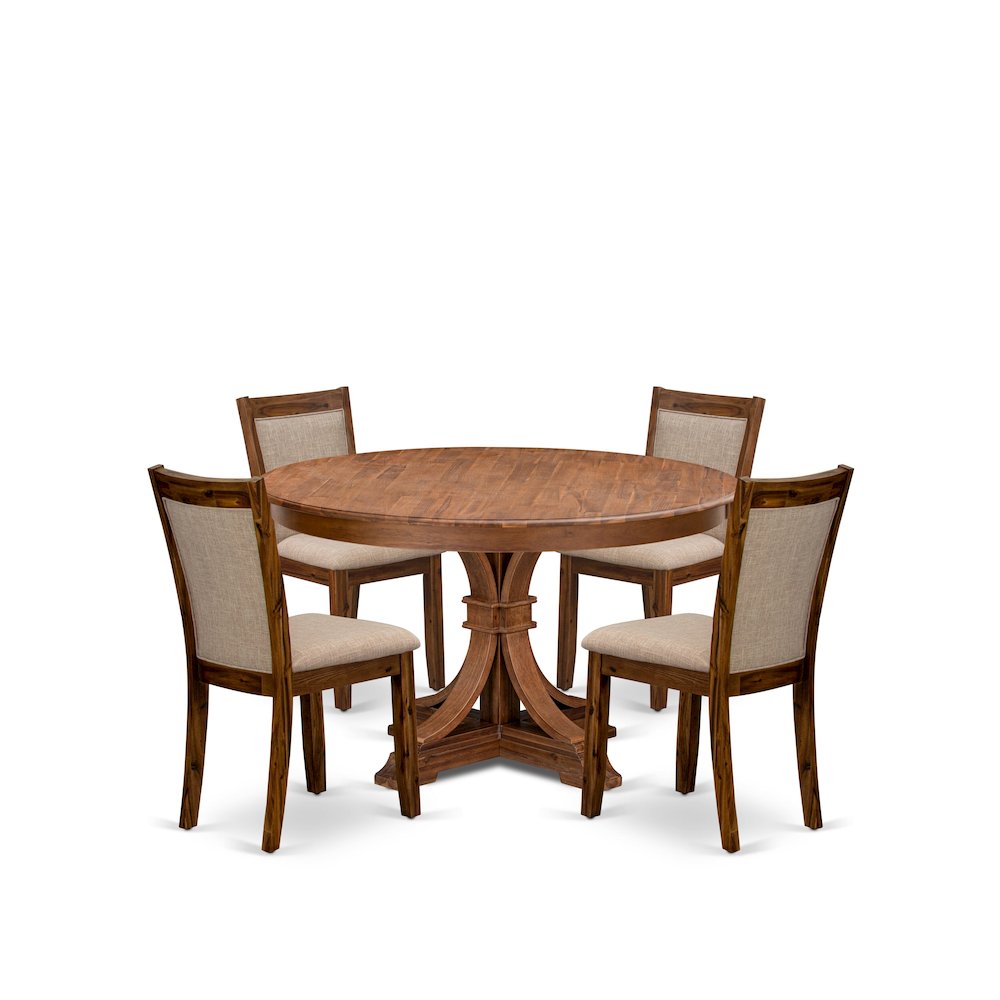 5-Pc Dining Table Set A Pedestal Dinner Table