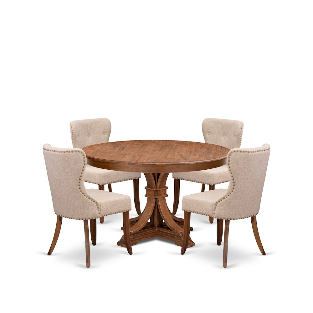 5-Pc Kitchen Table Set A Pedestal Dinner Table