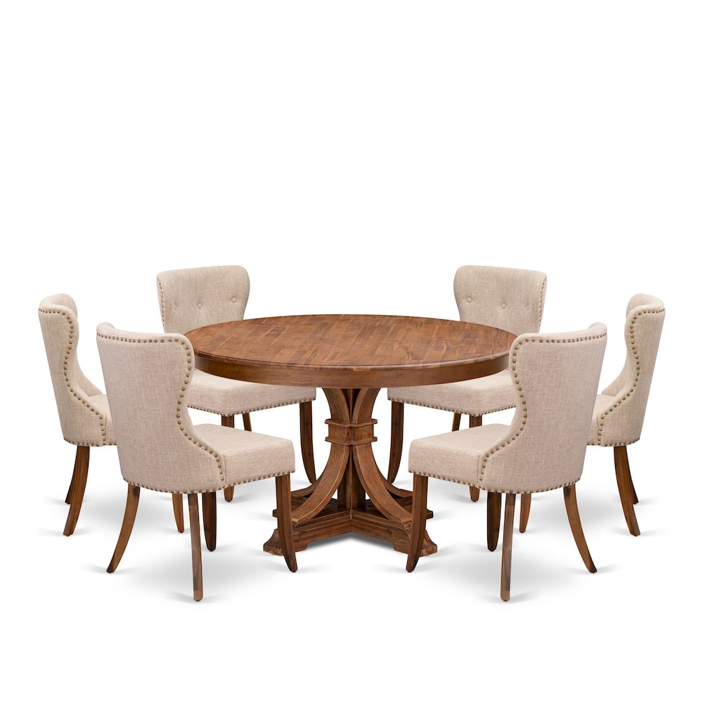 7-Pc Dining Set Of A Pedestal Kitchen Table