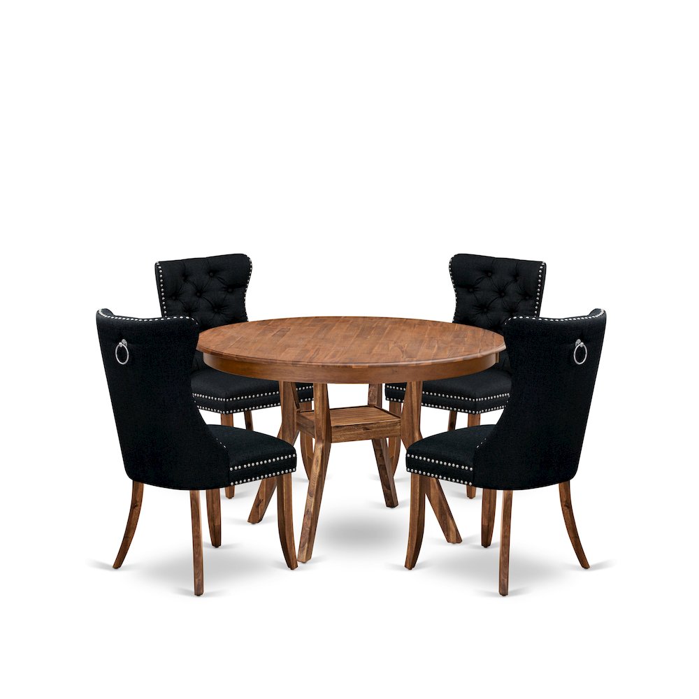 5-Piece Dining Table Set In Black Color