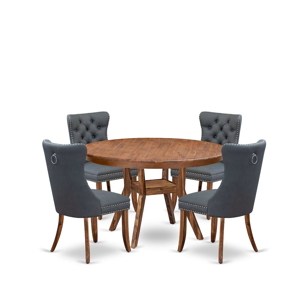 5-Piece Dining Room A Kitchen Table And 4 Platinum Gray Modern Dining Chairs