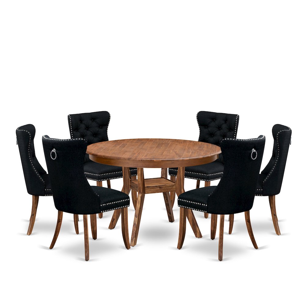 7-Piece Kitchen Table Set In Black Color
