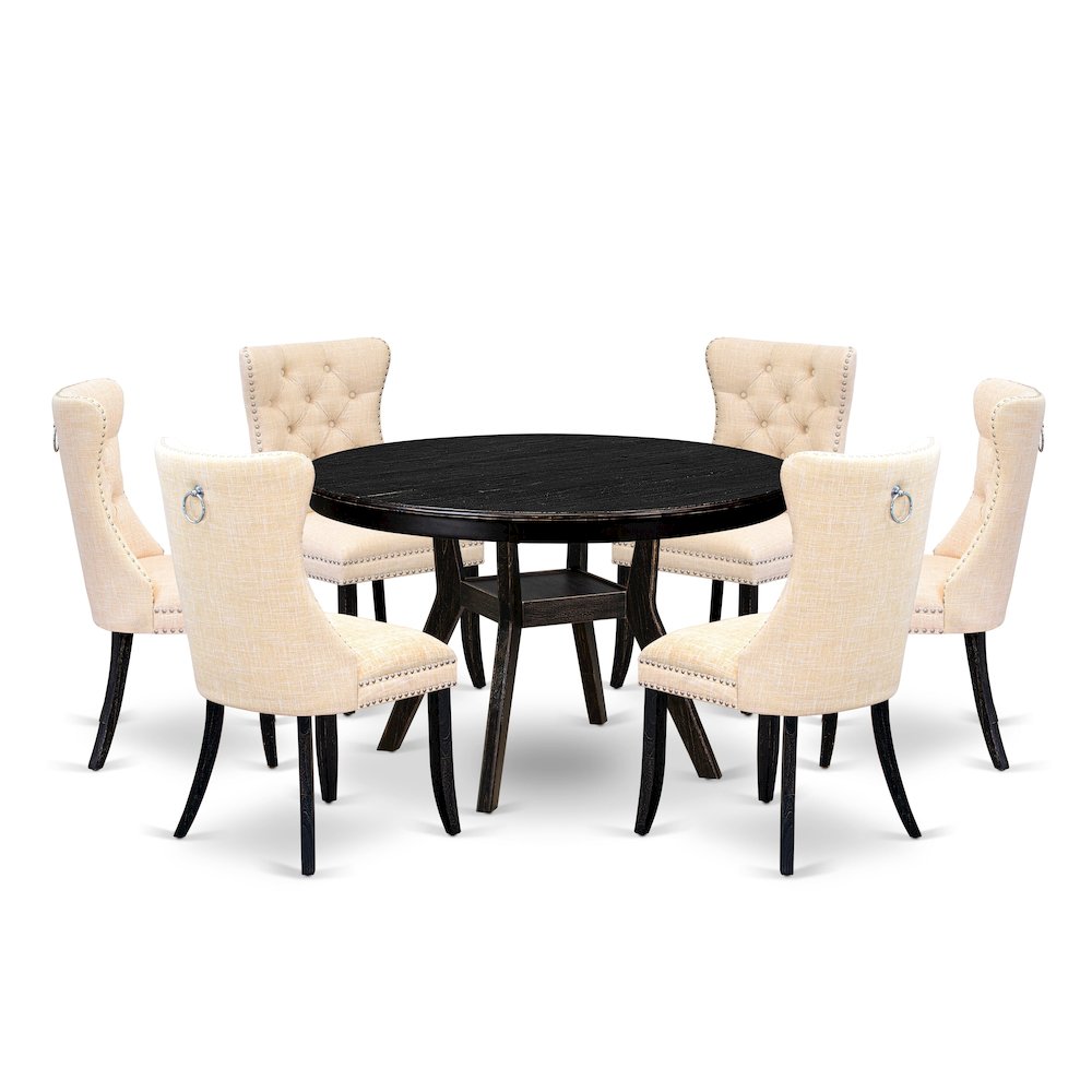 7-Piece Dining Set Of A Wood Table