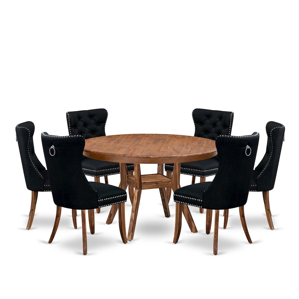 7-Piece Mid Century Kitchen Set In Black Color