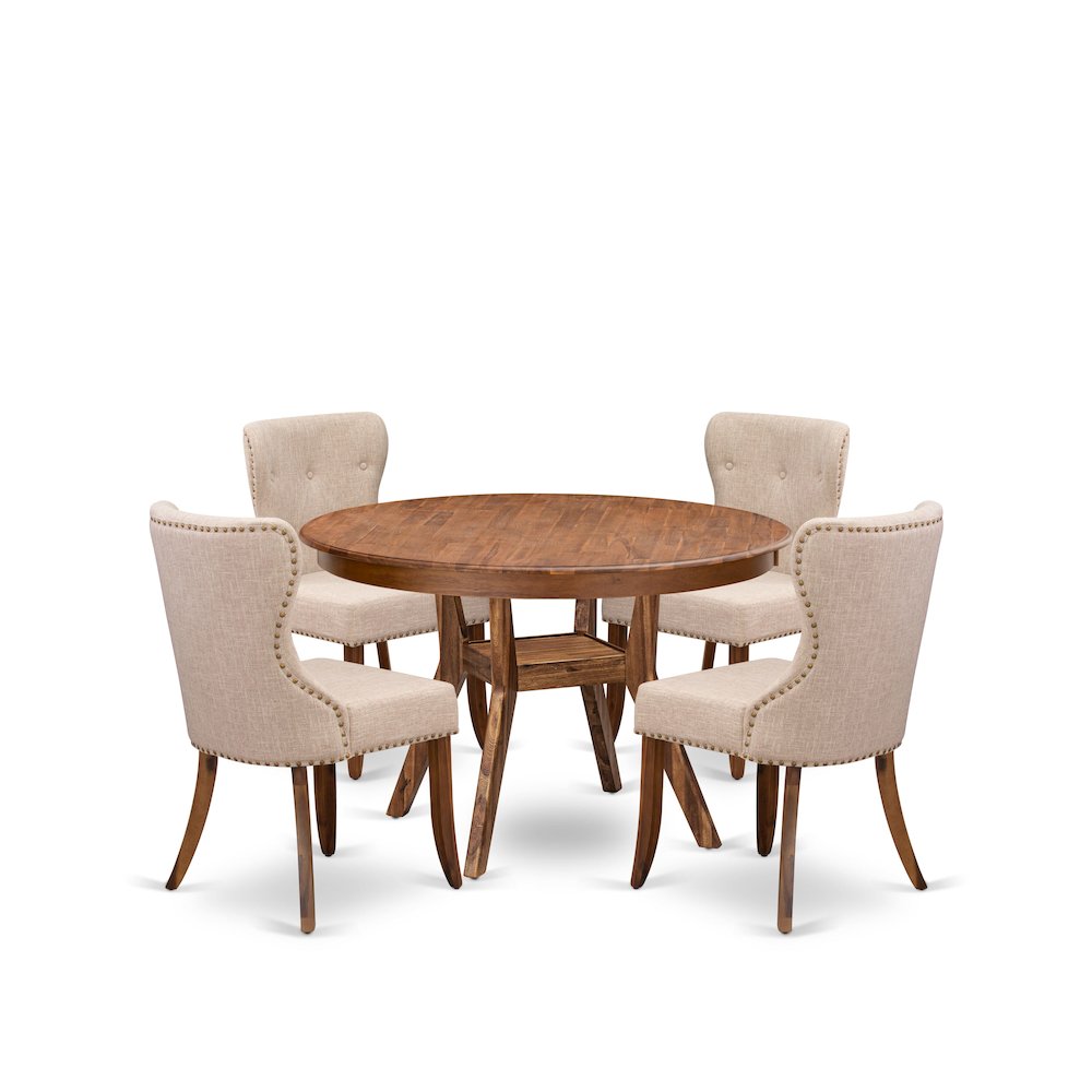 5-Pc Dining Set Of A Pedestal Kitchen Table