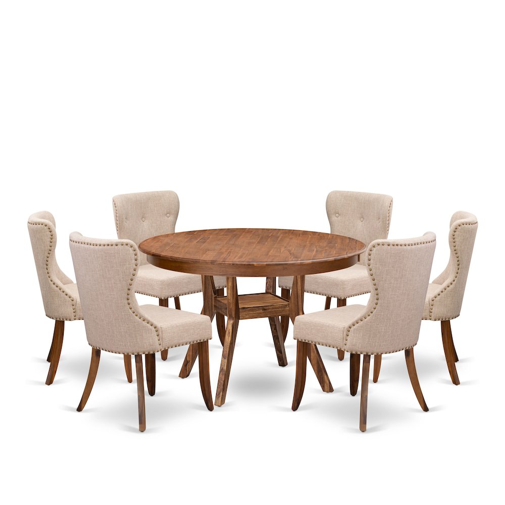 7-Pc Modern Dining Set A Pedestal Kitchen Table