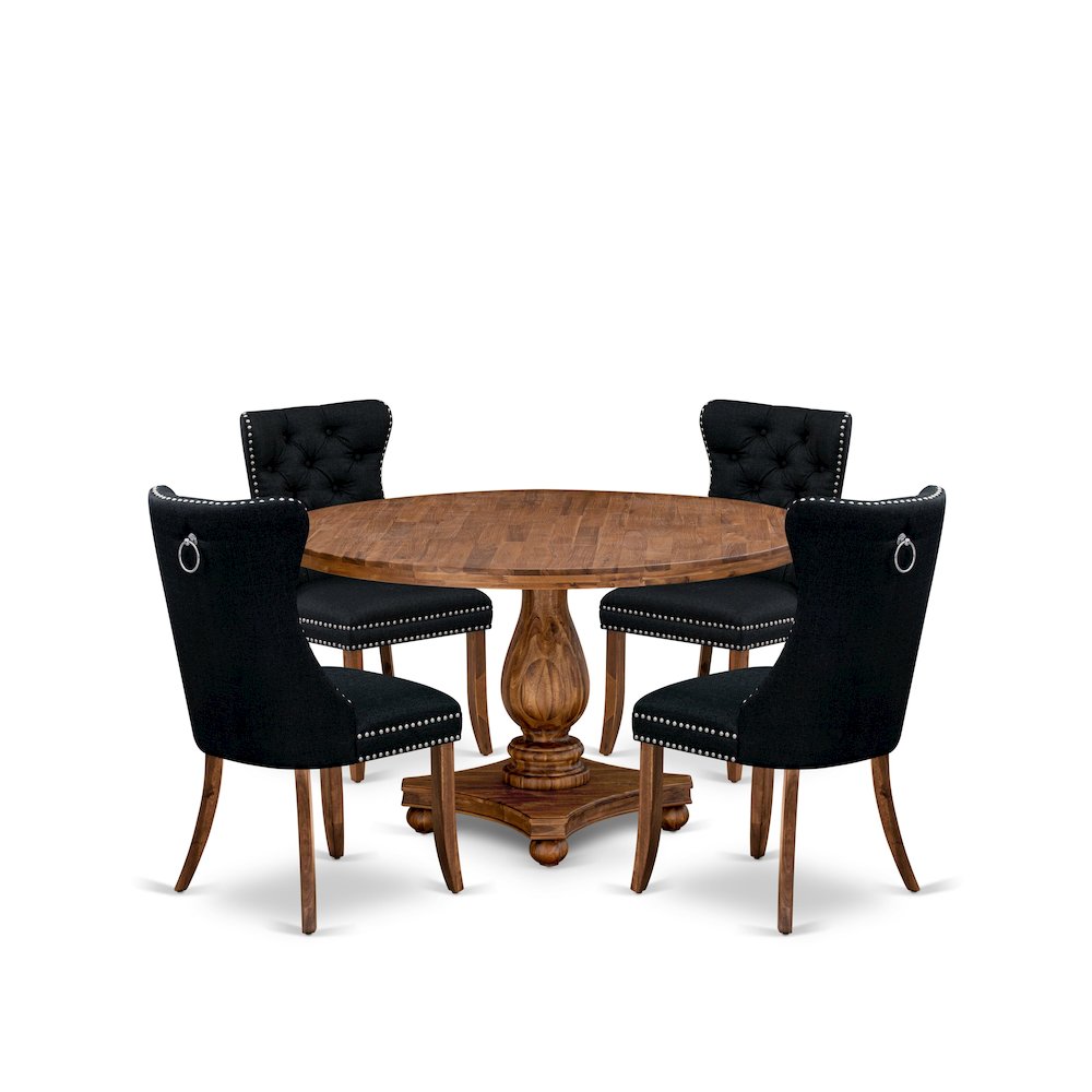 5-Piece Modern Dining Table Set In Black Color