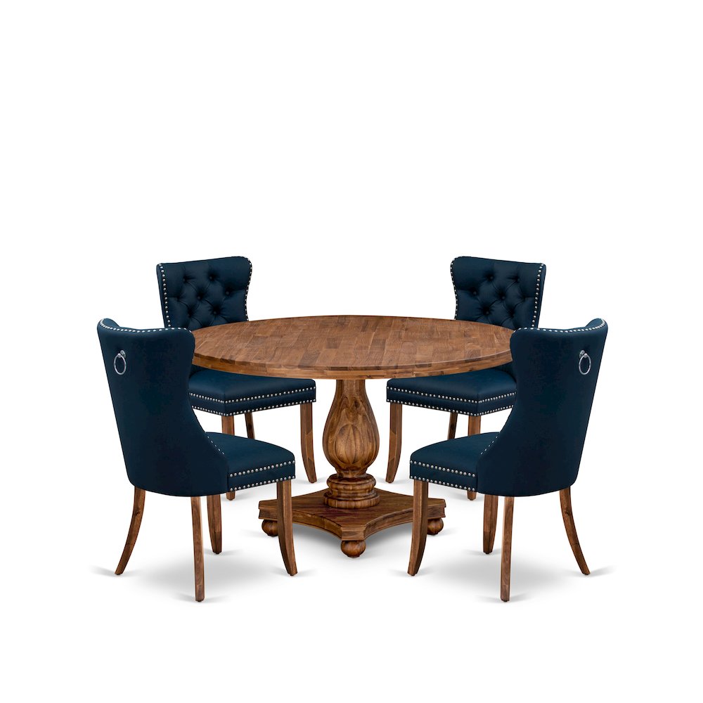 5-Piece Mid-Century Kitchen Set In Navy Blue Color