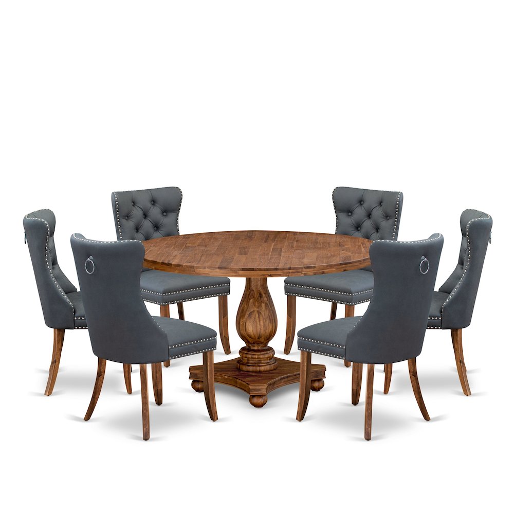 7-Piece Modern Dining Table A Kitchen Table And 6 Platinum Gray Dining Chairs