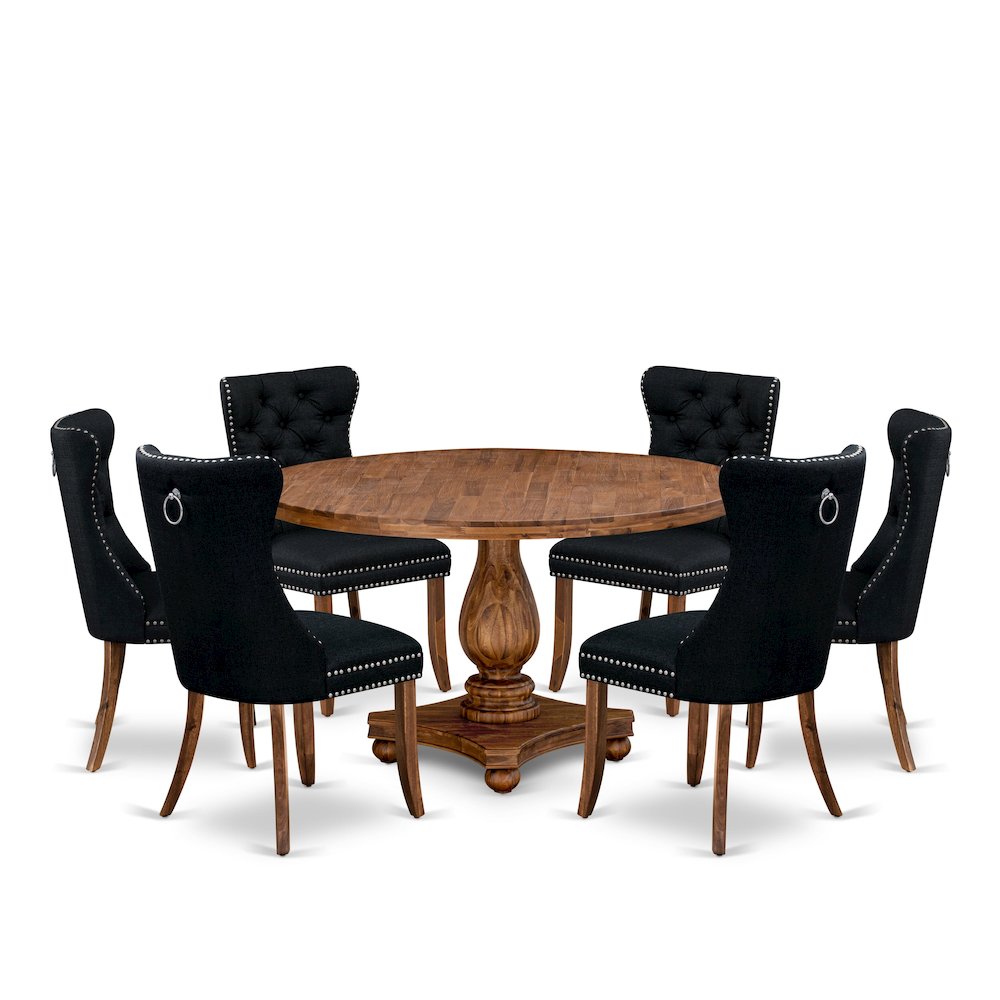 7-Piece Kitchen Table Set In Black Color