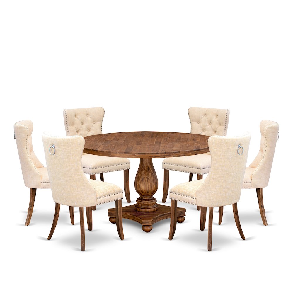 7-Piece Mid Century Kitchen Set In Light Beige Color