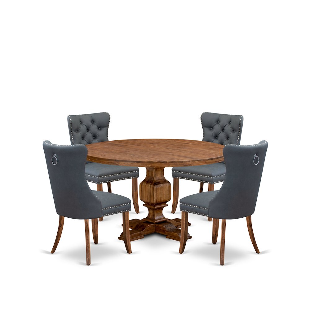 5-Piece Dining Table A Dining Room Table And 4 Platinum Gray Dining Chairs