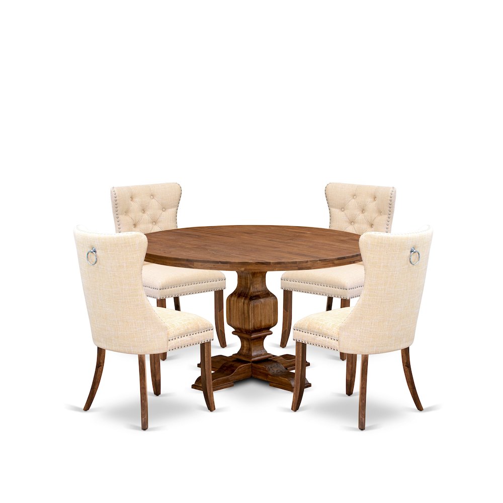 5-Piece Dining Table Set In Light Beige Color