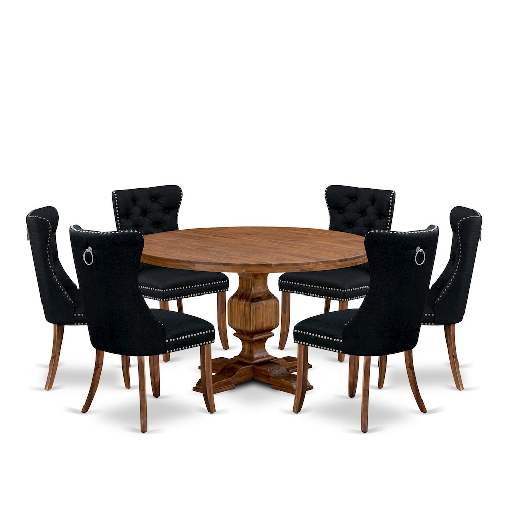 7-Piece Kitchen Table Set In Black Color
