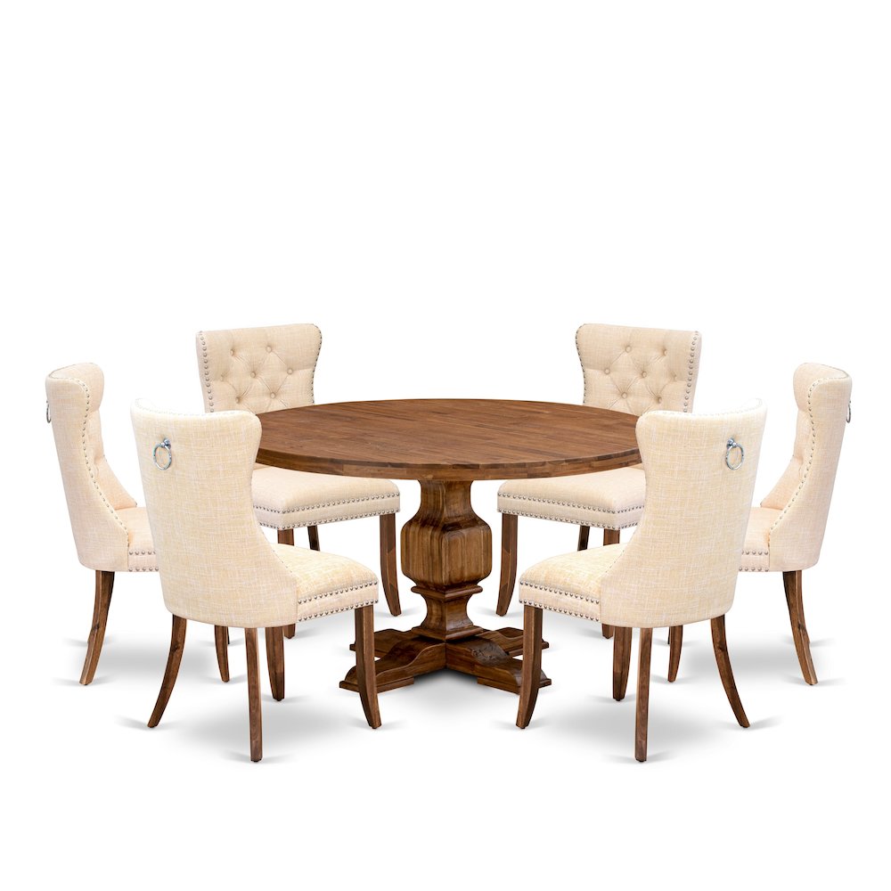 7-Piece Kitchen Table Set In Light Beige Color