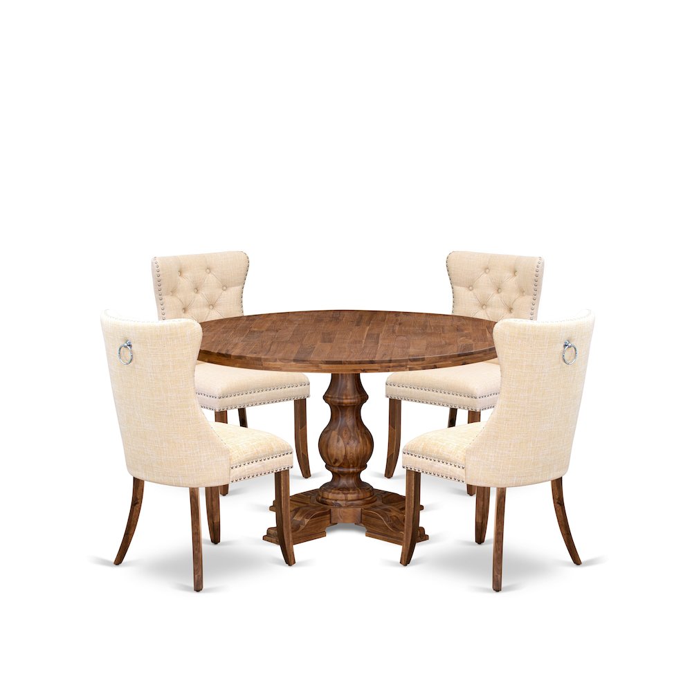 5-Piece Modern Dining Table Set In Light Beige Color