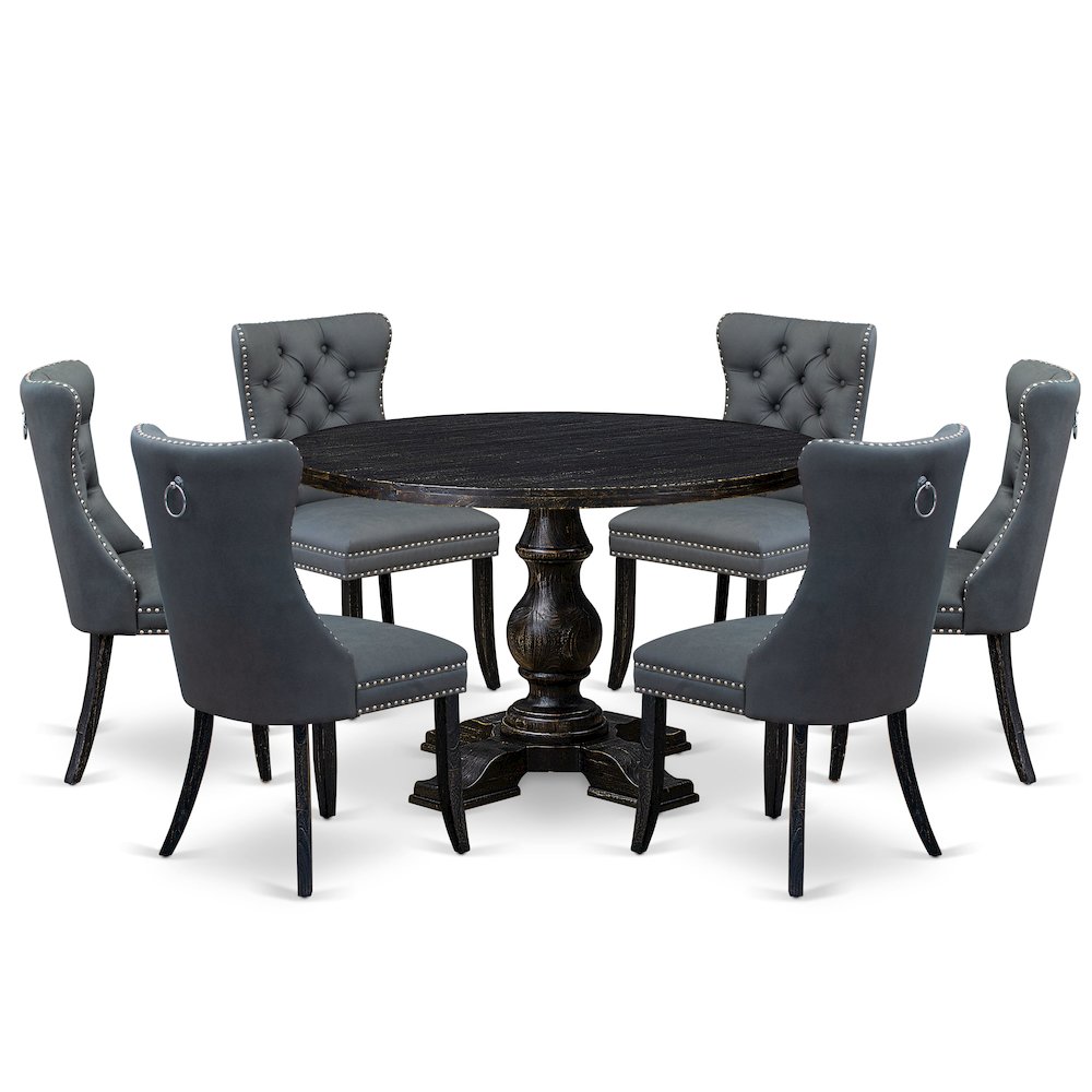 7-Piece Mid Century Kitchen Set In Platinum Gray Color