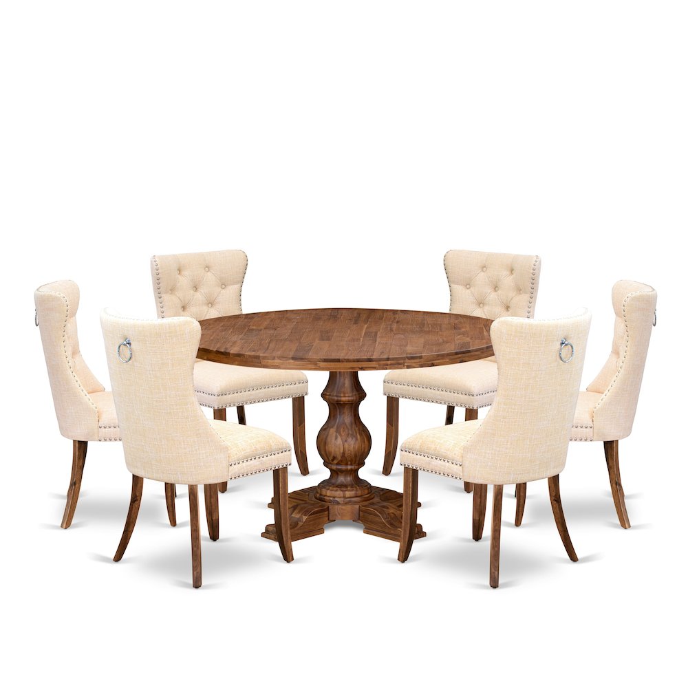 7-Piece Dining Table Set In Light Beige Color