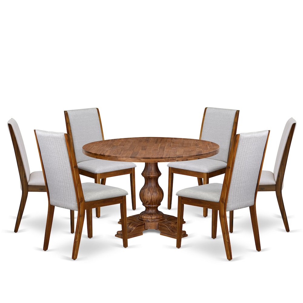7-Pc Modern Dining Set Of A Pedestal Dining Table