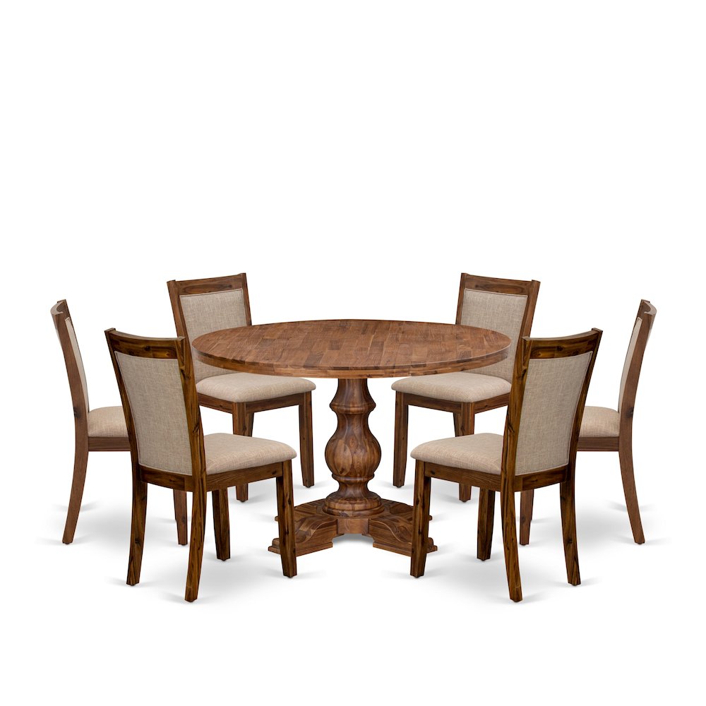 7-Pc Mid-Century Dining Set Of A Pedestal Table