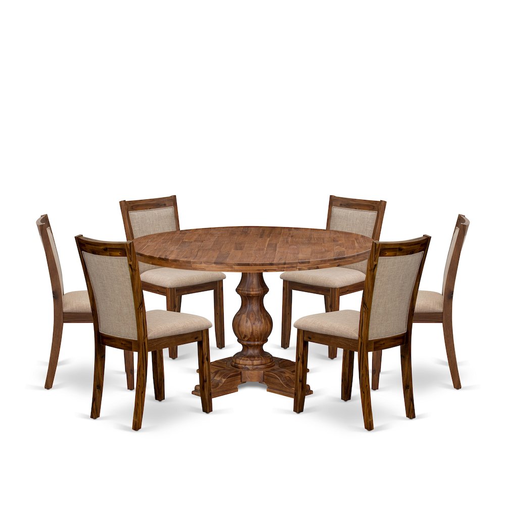 7-Pc Modern Dining Set Of A Pedestal Dinner Table