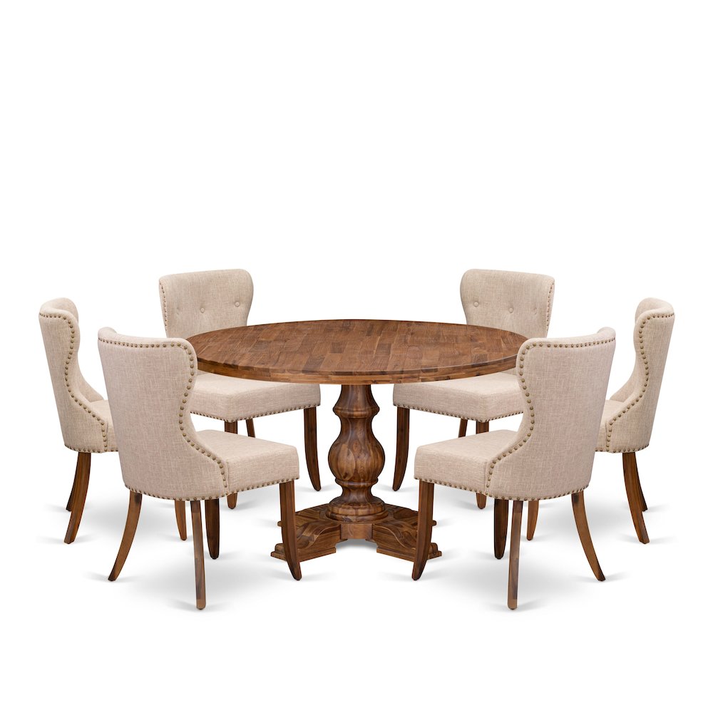 7-Pc Kitchen Table Set A Pedestal Breakfast Table