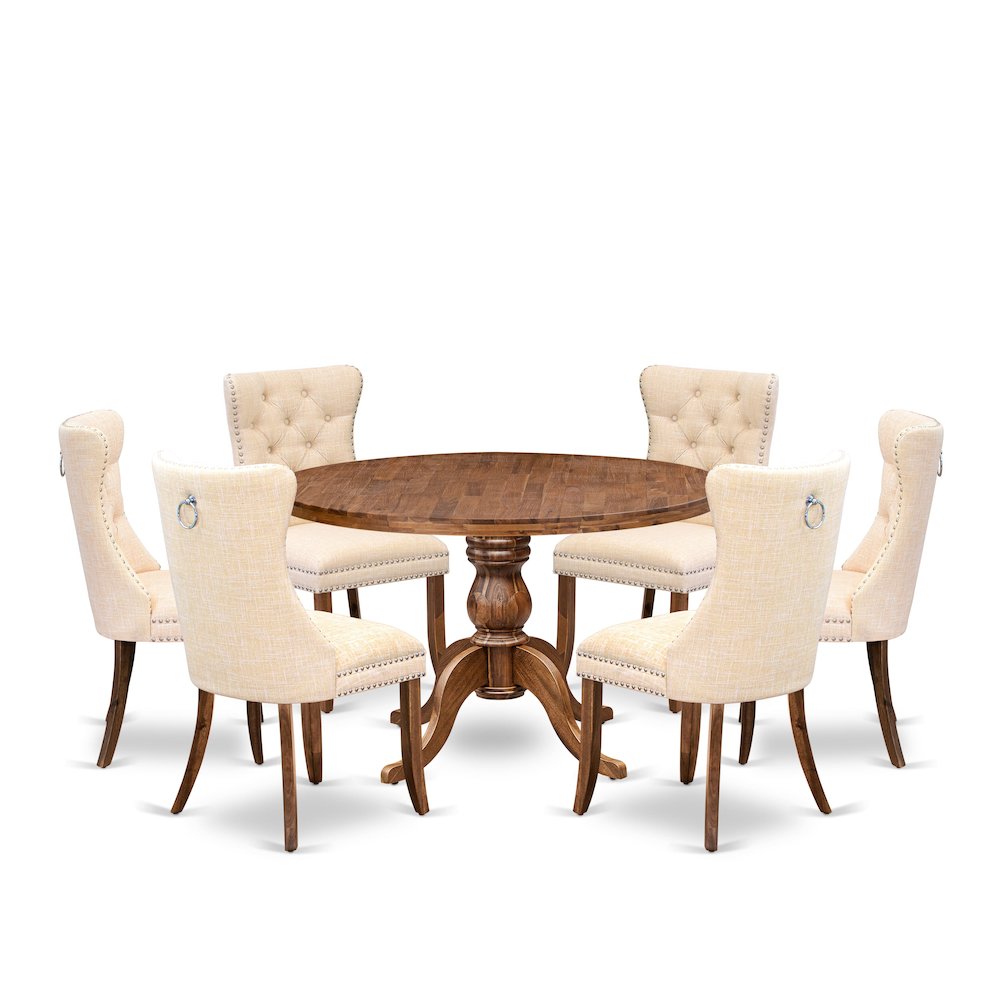 7-Piece Kitchen Table Set In Light Beige Color