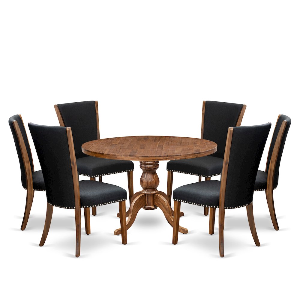7 Piece Dining Table Set For 6 Contains 48″ Round Table In Black Color