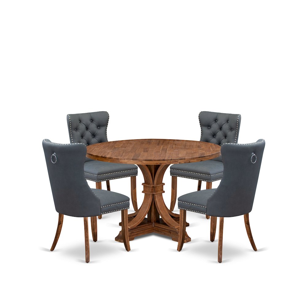 5-Piece Kitchen Table A Modern Dining Table And 4 Platinum Gray Kitchen Chairs