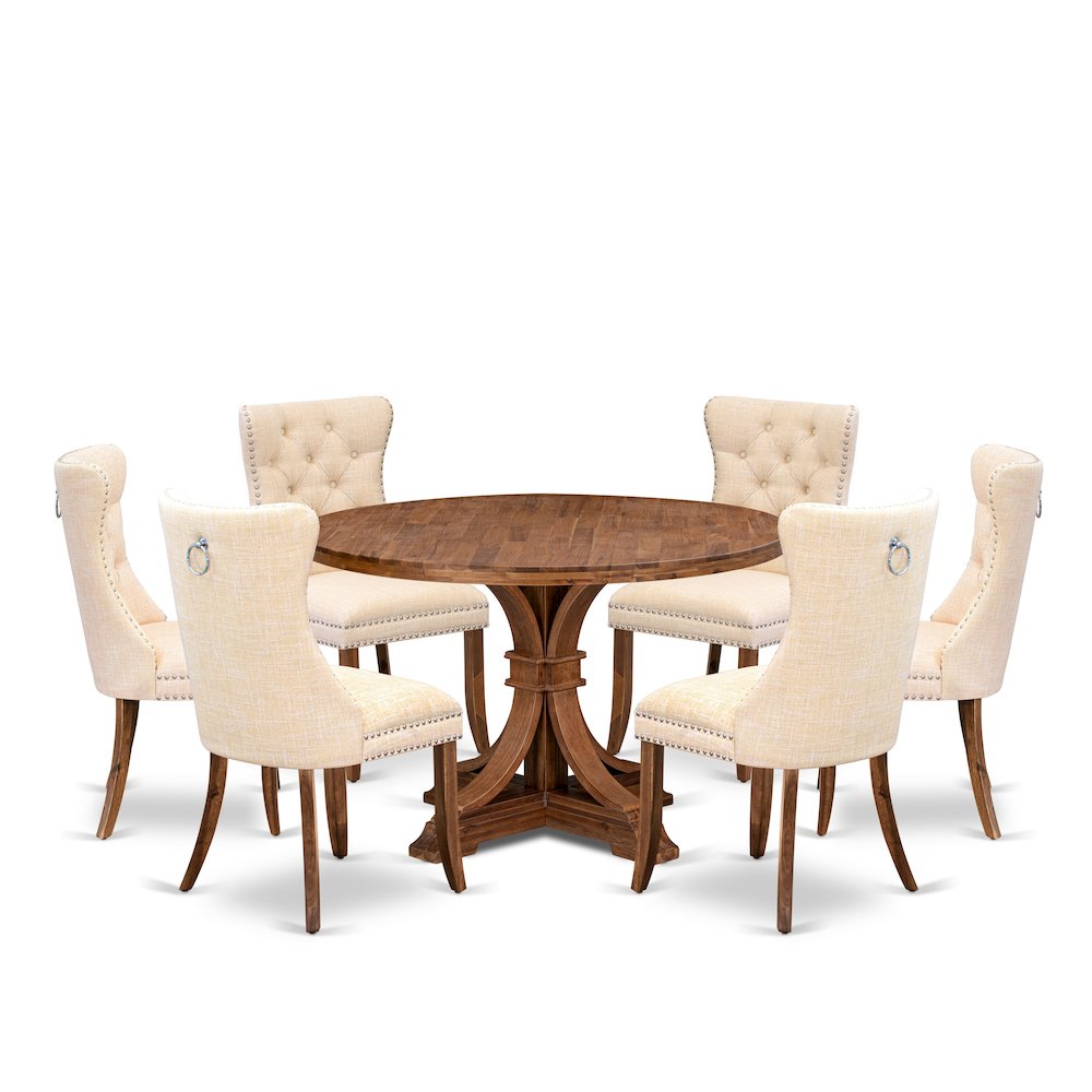 7-Piece Kitchen Table Set In Light Beige Color