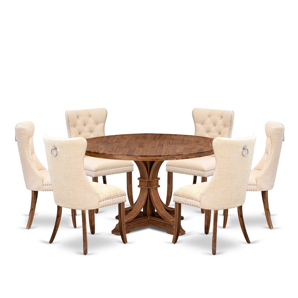 7-Piece Dining Room Set In Light Beige Color