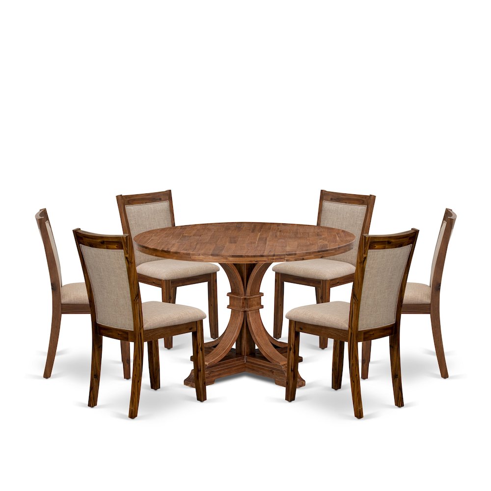 7-Pc Dining Room Set Of A Pedestal Dining Table