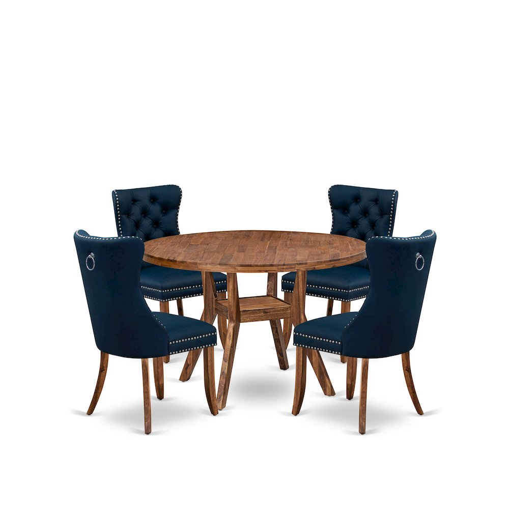 5-Piece Mid Century Kitchen Set In Navy Blue Color