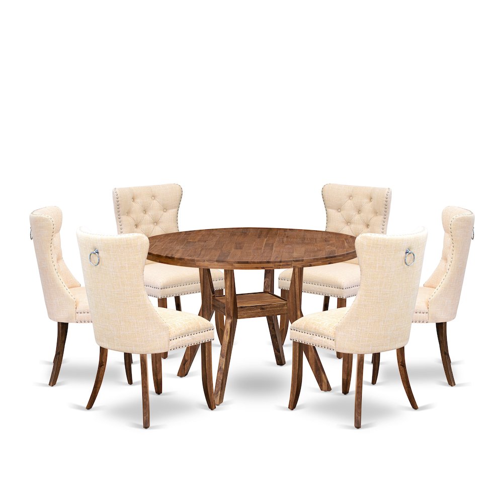 7-Piece Kitchen Table Set In Light Beige Color