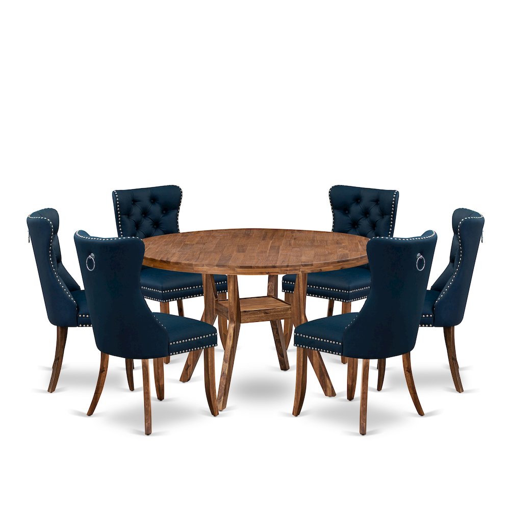 7-Piece Kitchen Table Set In Navy Blue Color