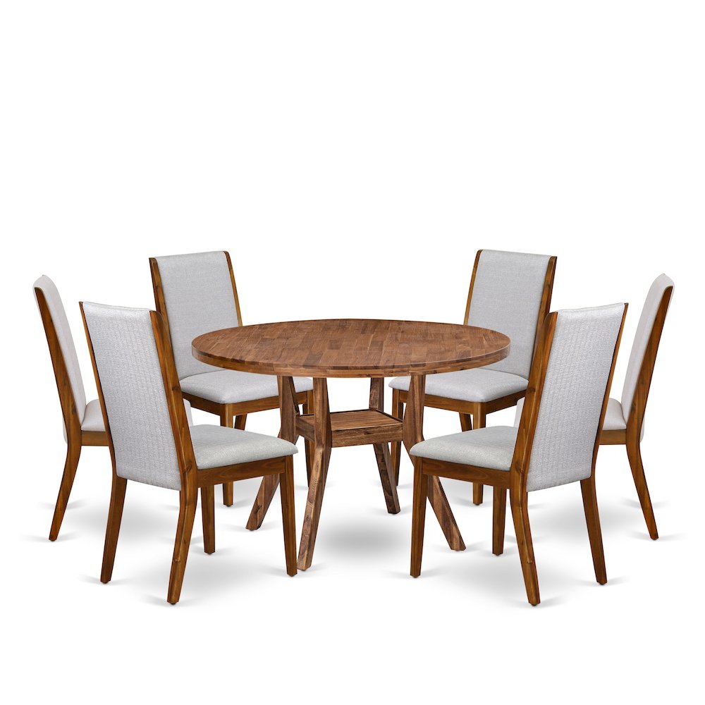 7-Pc Modern Dining Set Of A Pedestal Dinner Table
