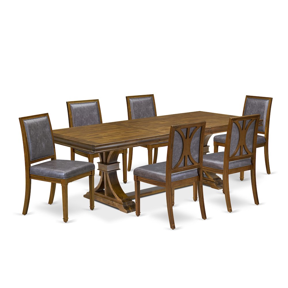 7 Piece Dining Table Set included of Kitchen Table and 6 Parson Chairs