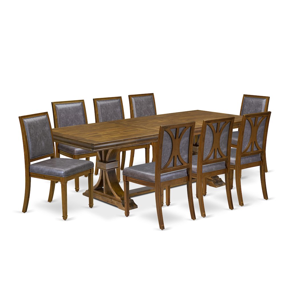 9 piece Kitchen Table Set consists of a Dining Table and 8 kitchen Chairs