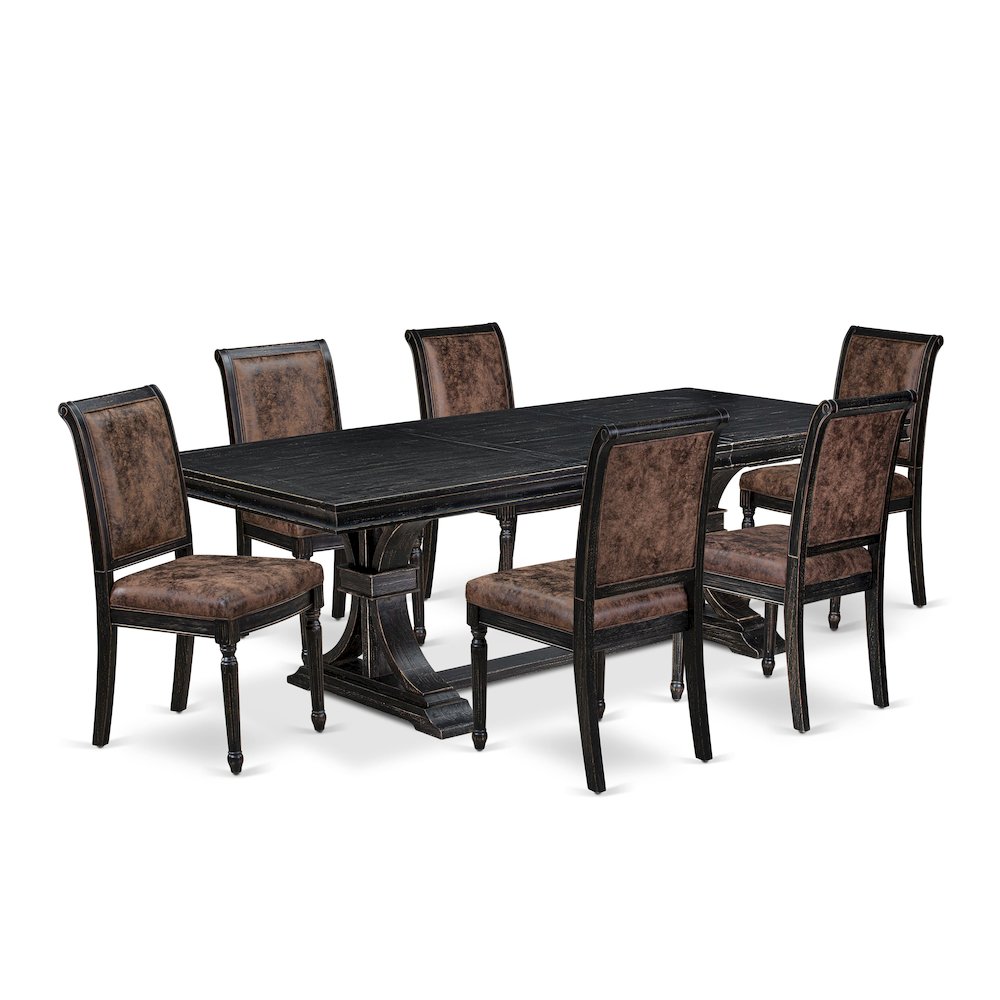 7 piece Modern Dining Table Set includes a Kitchen Table and 6 Dinner Chairs