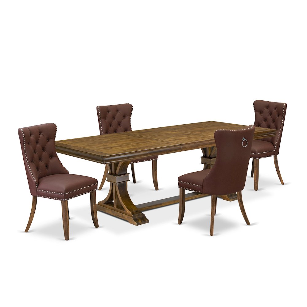 5 piece Kitchen Table Set of a Dining Table and 4 Faux Leather Kitchen Chairs