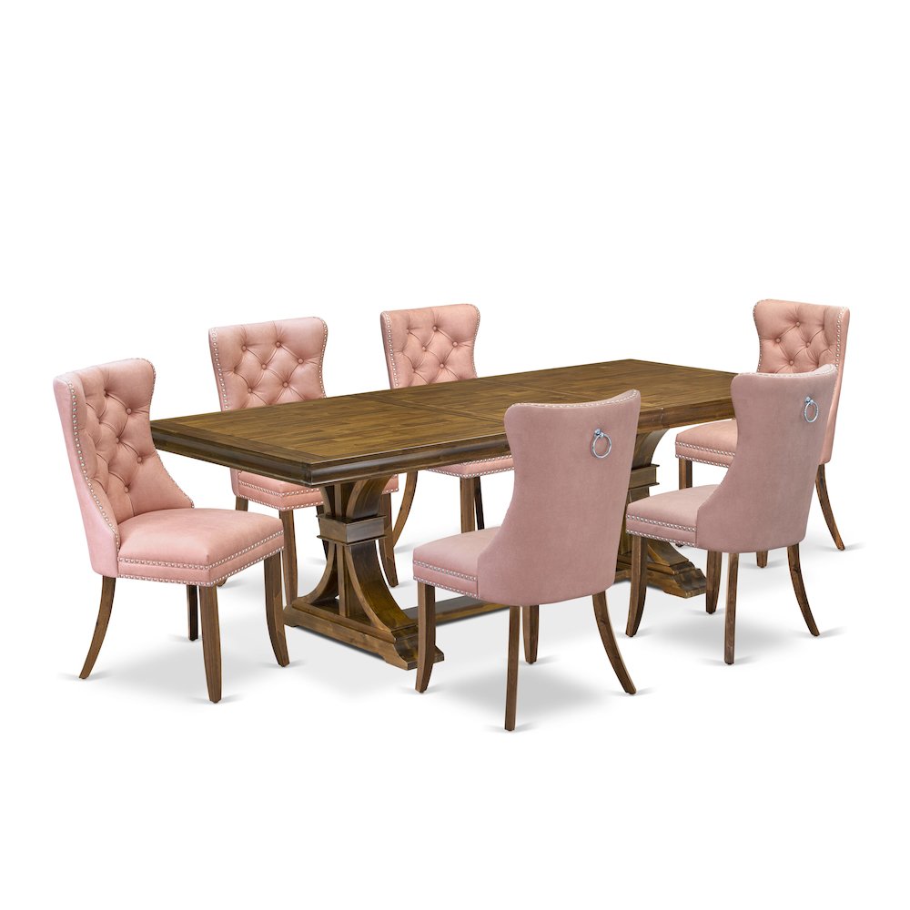7 piece Dining Table Set a Kitchen Table and 6 Faux Leather Dining Chairs