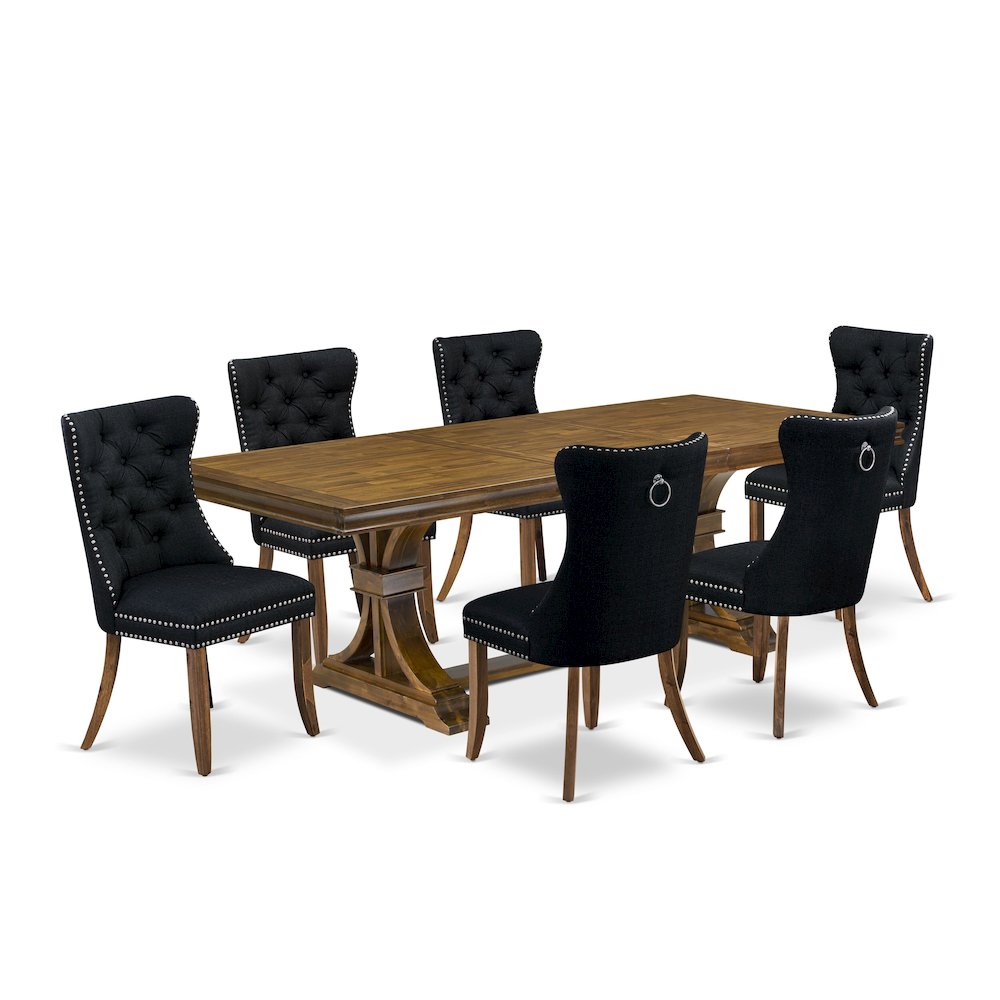 7 Pieces Dining Set Contains a Rectangle Kitchen Table and 6 Modern Chairs